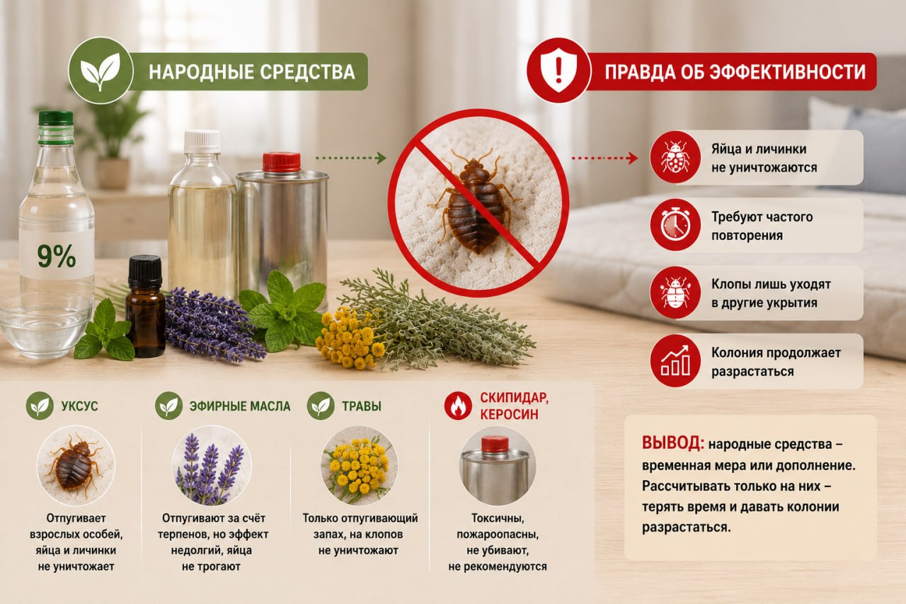 Народные средства от клопов: уксус, скипидар, эфирные масла и травы